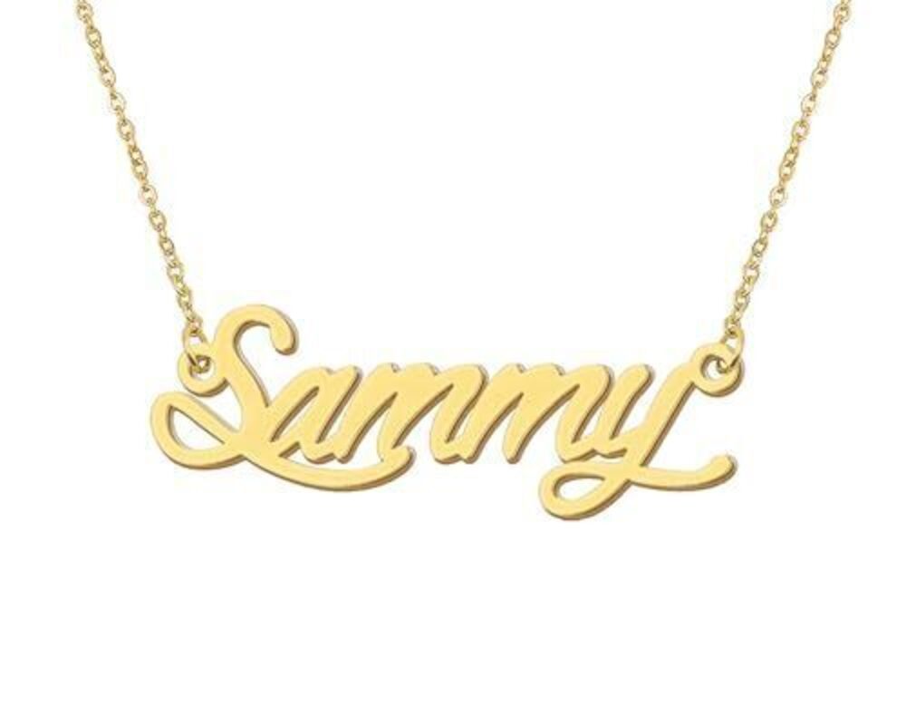 3574 Sammy Initial Name Necklace 18k Gold Plated Stainless Steel Nameplate